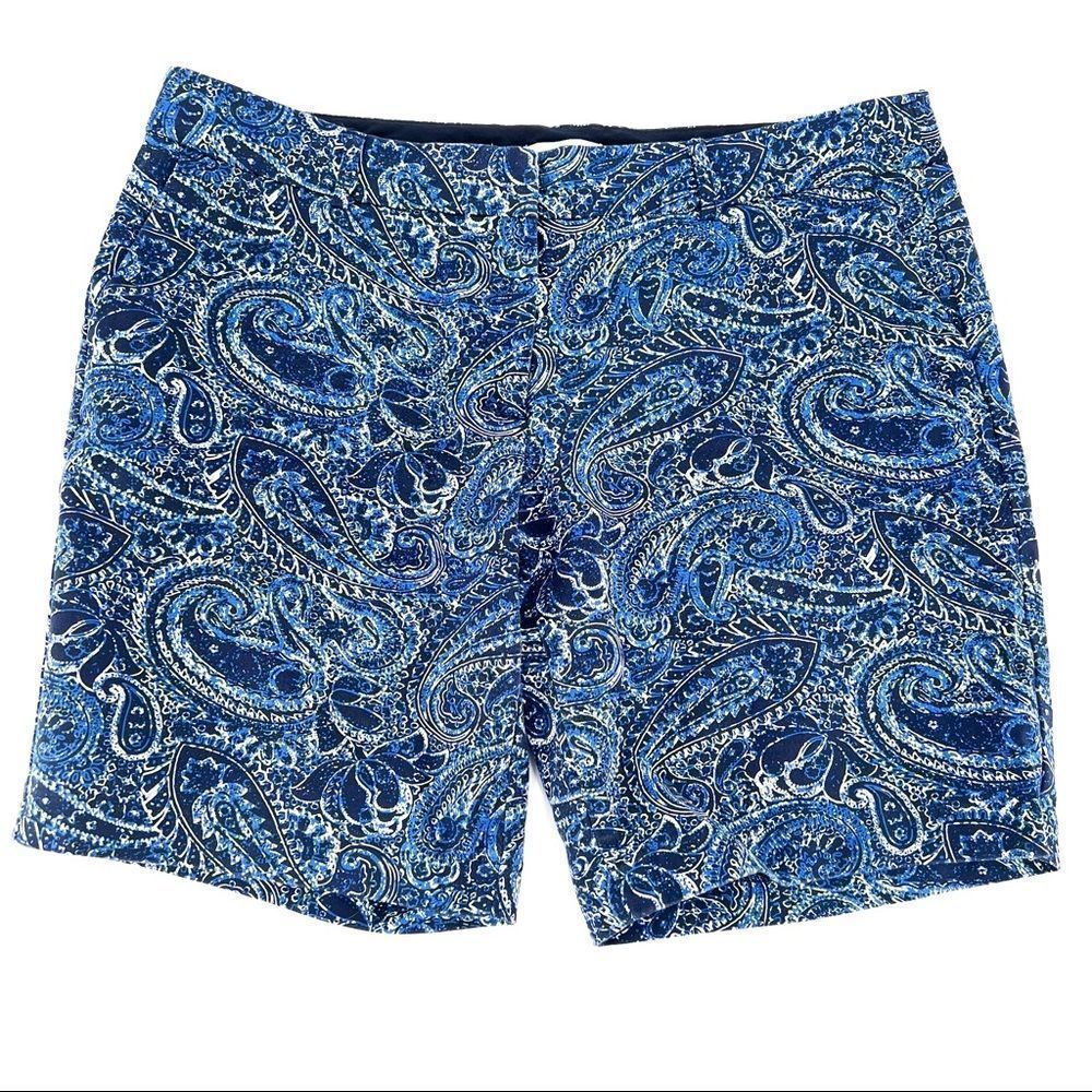 Adrienne Vittadini Bermuda Shorts Blue Paisley size 14 large